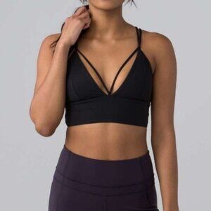 Lululemon Pushing Limits Strappy Sports Bra Size 12 Black EUC